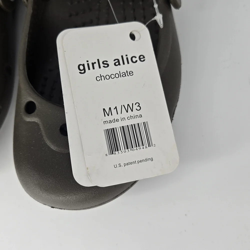 CROCS Girls Brown Mary Jane Clog Sandals with Strap